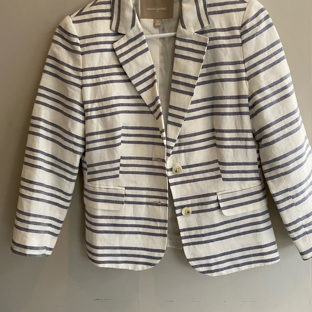 Banana Republic  Striped Jacket - White and Gray